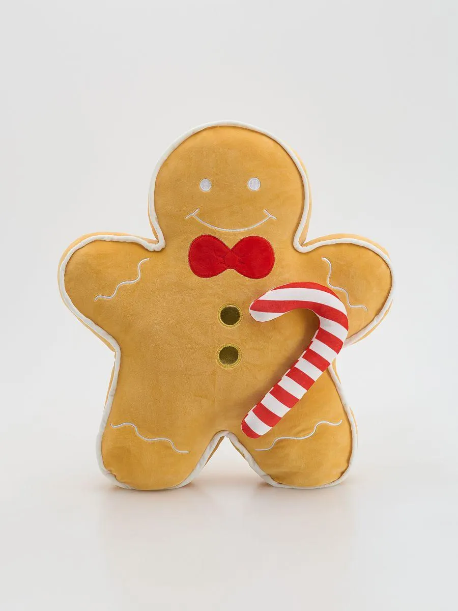 Vánoční polštář ve tvaru perníkového panáčka