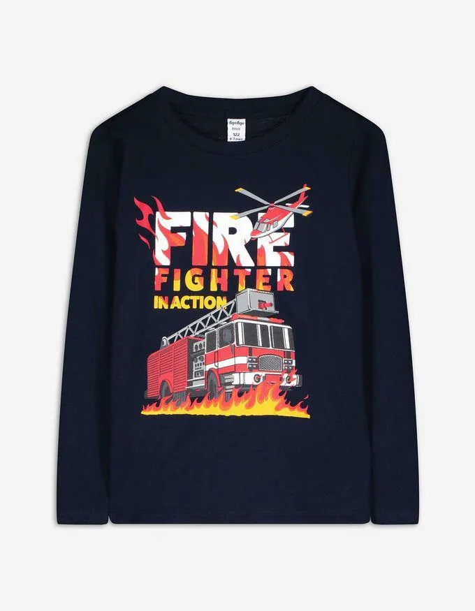 Longsleeve - Print - donkerblauw