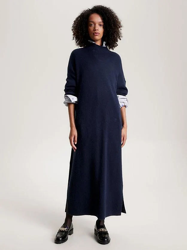 Wool Relaxed Fit Midi Jumper Dress