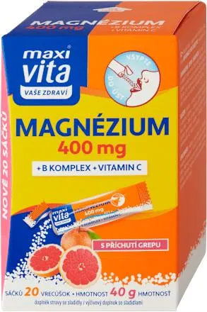 magnézium 400 mg + B komplex + vitamin C, 20 ks