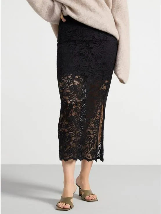 Krajková midi sukně