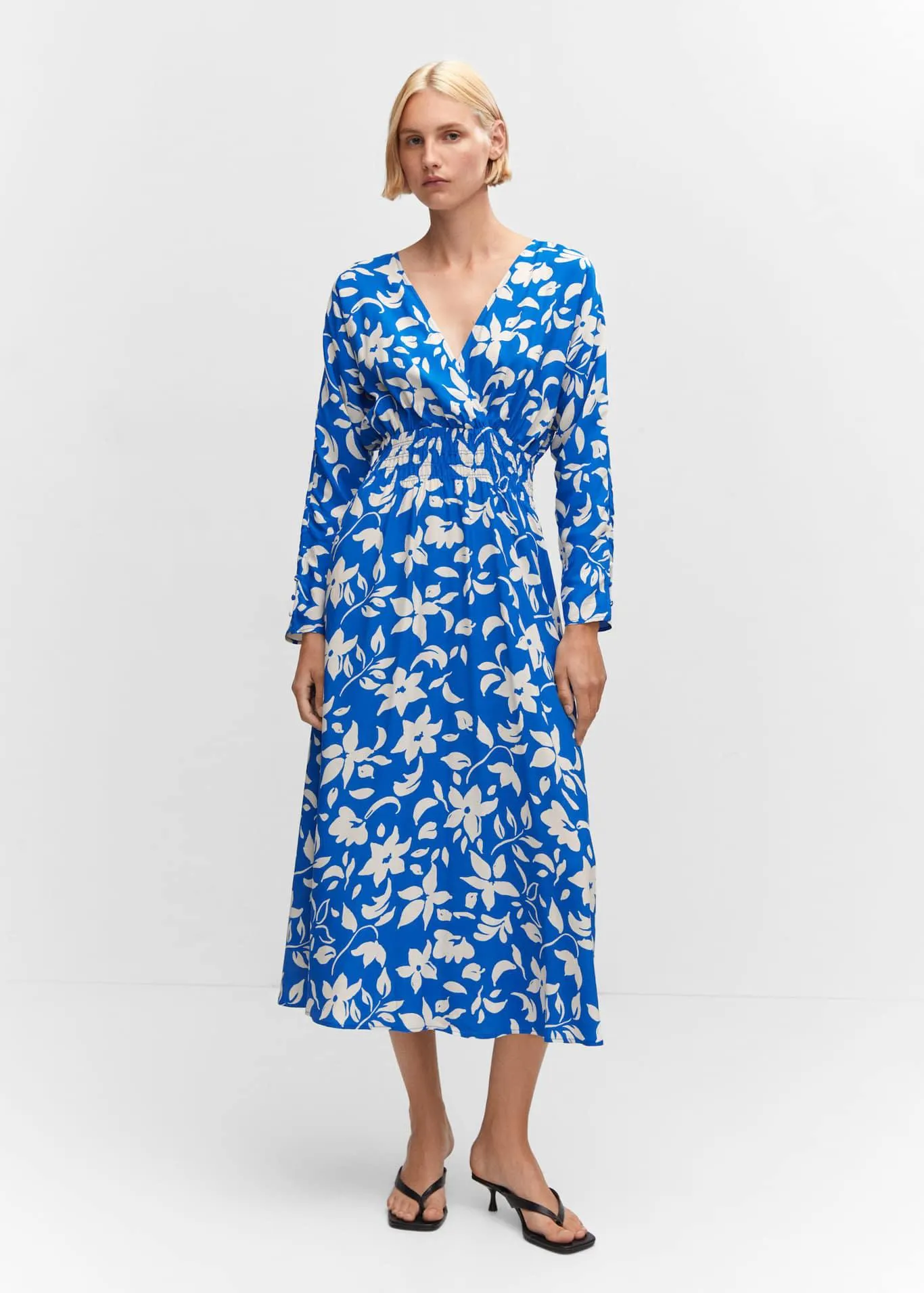 Vestito stampato dettaglio increspato