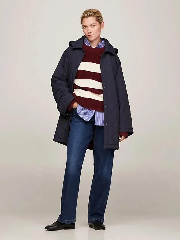 Diamond Quilted Removable Hood Coat