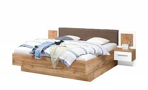 Postel CAMPUS 180cm - korpus + noční stolky NAKO dub wotan/bílá