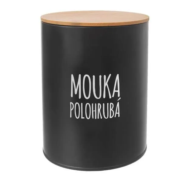 Dóza na polohrubou mouku BLACK černá/bambus