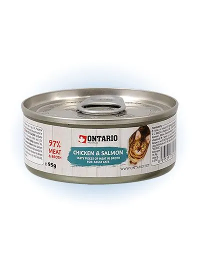 Konzerva Ontario Chicken Pieces + Salmon 95g