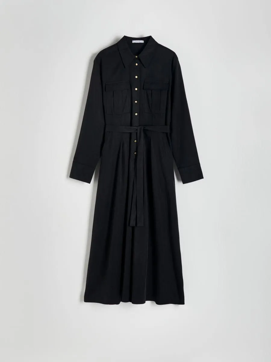 Rochie-cămașă din amestec de lyocell