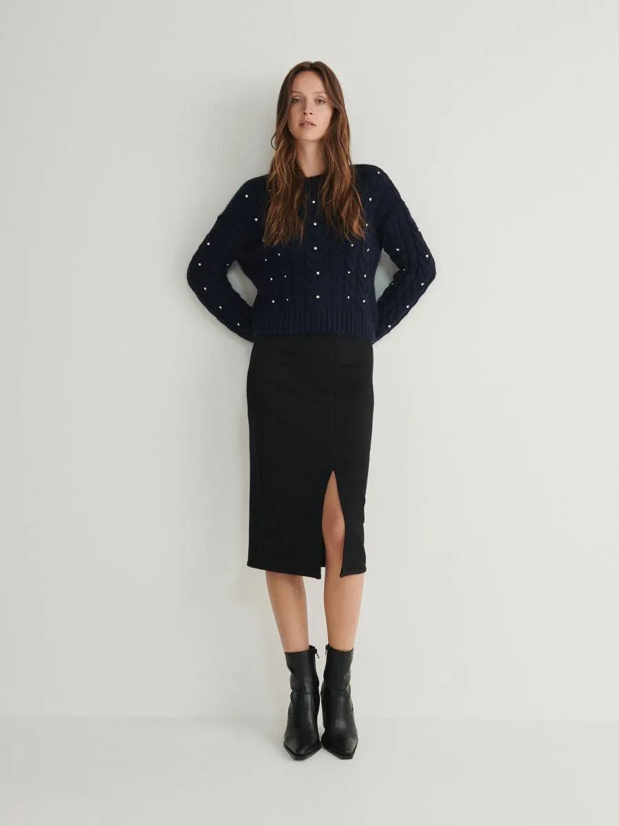 Midi sukně s viskózou