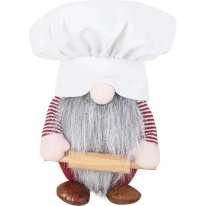 Stojící vánoční skřítek kuchař bílo-červený 20 x 10 x 49 cm