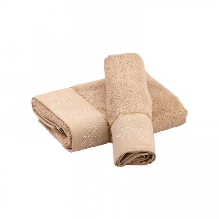Set ručníků s kamínky 50x100 cm a 30x50cm hnědý