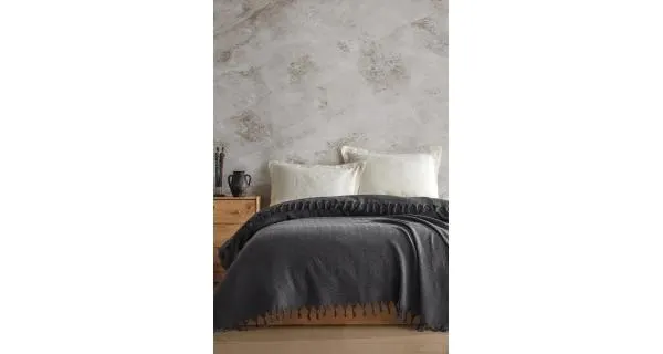 Přehoz na postel tmavě šedý, 200 x 220 cm - II. jakost, POUZE OSOBNÍ ODBĚR