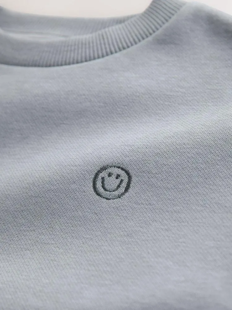 Šedá - Jednobarevná sada mikiny a kraťasů s kulatým výstřihem u krku (3-7let)