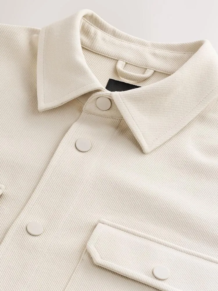 Lomená bílá - Žerzejová keprová Lehká bunda na patentky