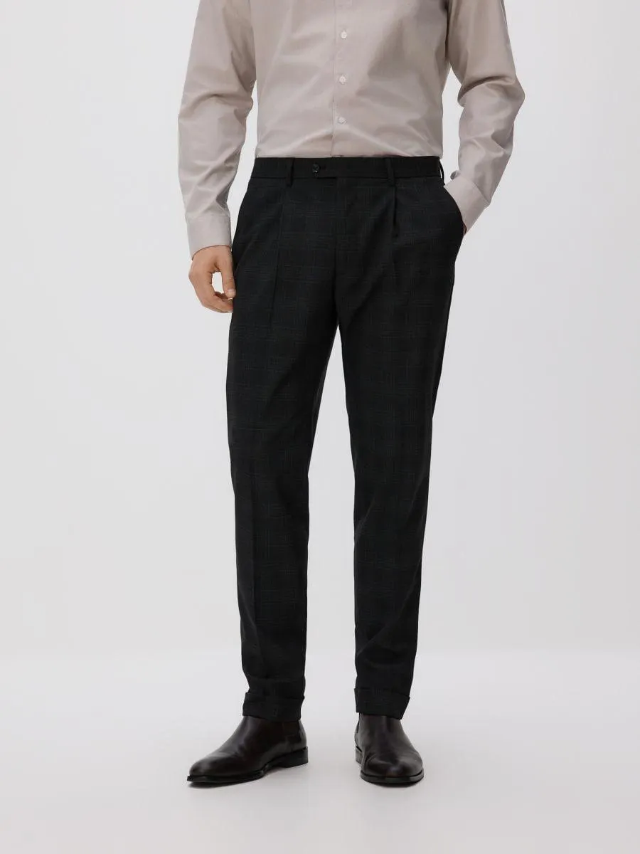 Kostkované oblekové kalhoty