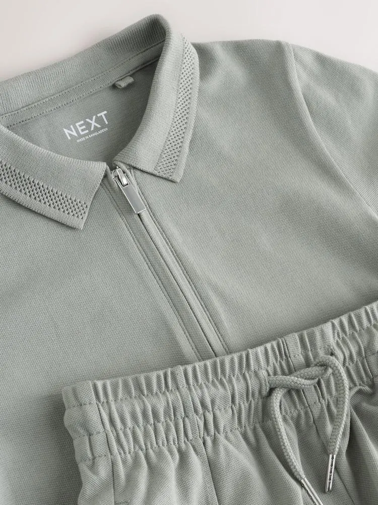 Khaki zelená - Sada polo trička s krátkým rukávem a šortek (3-16let)