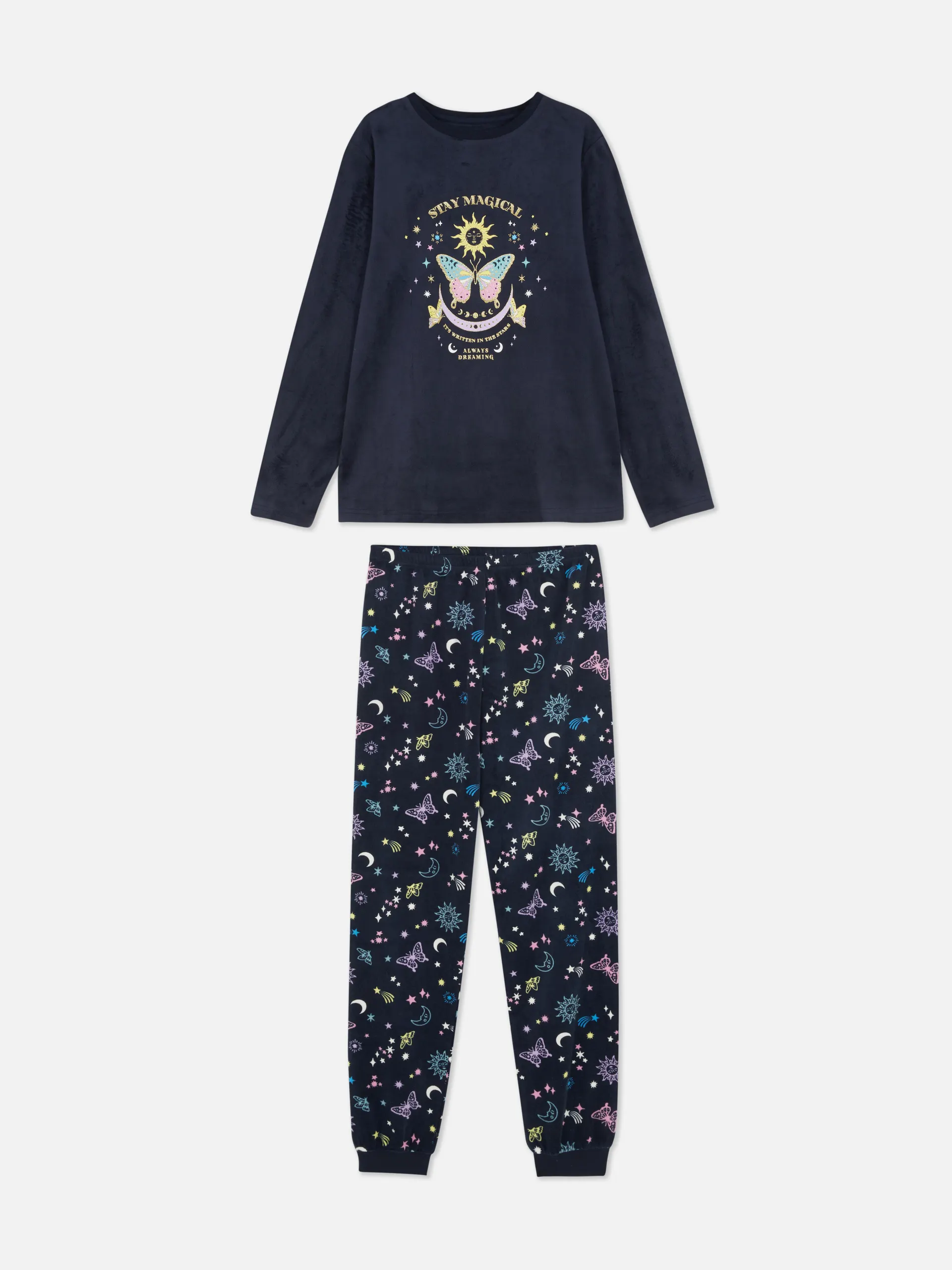 Extra jemné pyžamo s grafickým motivem motýlků