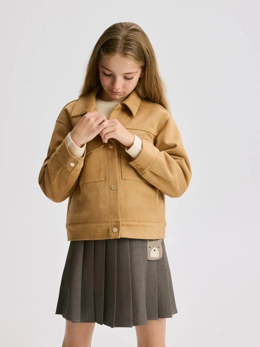 Zkrácená bunda z umělého semiše