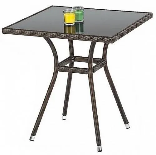 Zahradní stolek MOBIL-ST tm, hnědá/sklo