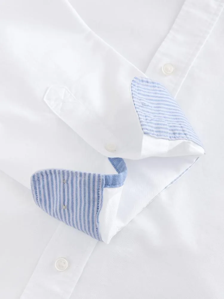 Bílá - Klasicky padnoucí - Košile Oxford s dlouhými rukávy