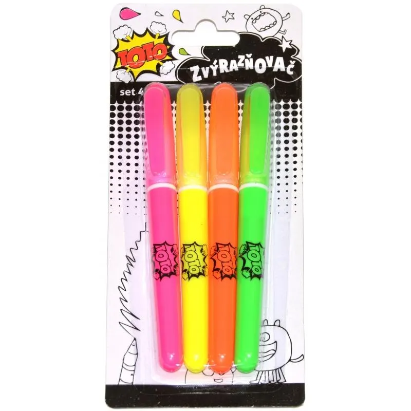 Zvýrazňovače 4 ks, klínový hrot