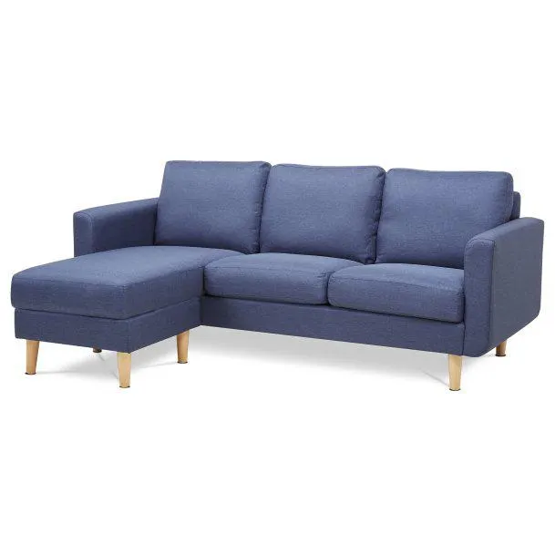 Trojmístná sedačka s mobilním taburetem modrá ASB-017 BLUE