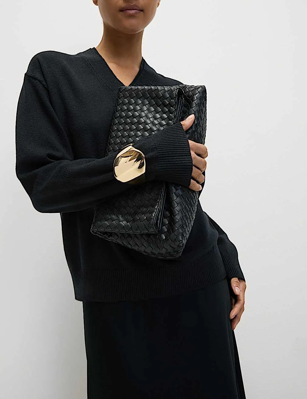 Svetr s výstřihem do V z kožešinové příze