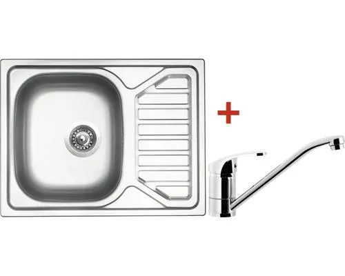Nerezový dřez s baterií Sinks OKIO 650 V+PRONTO 500 x 650 mm OK650VPRCL