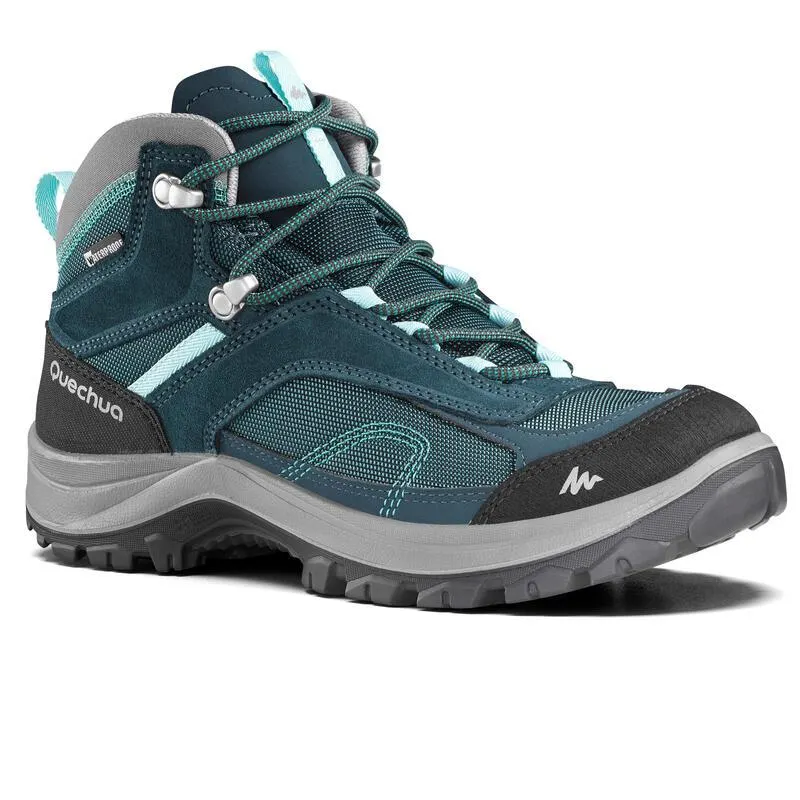 Scarpe trekking donna MH100 MID impermeabili blu