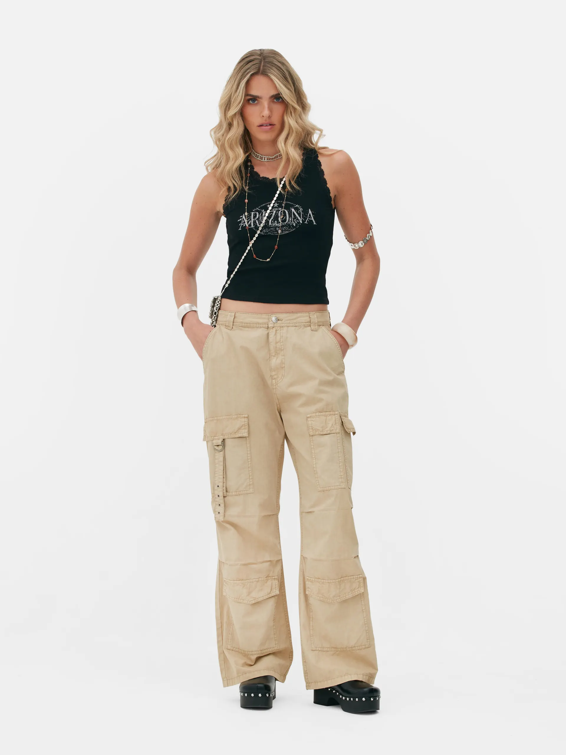 Pantaloni cargo a gamba larga Rita Ora