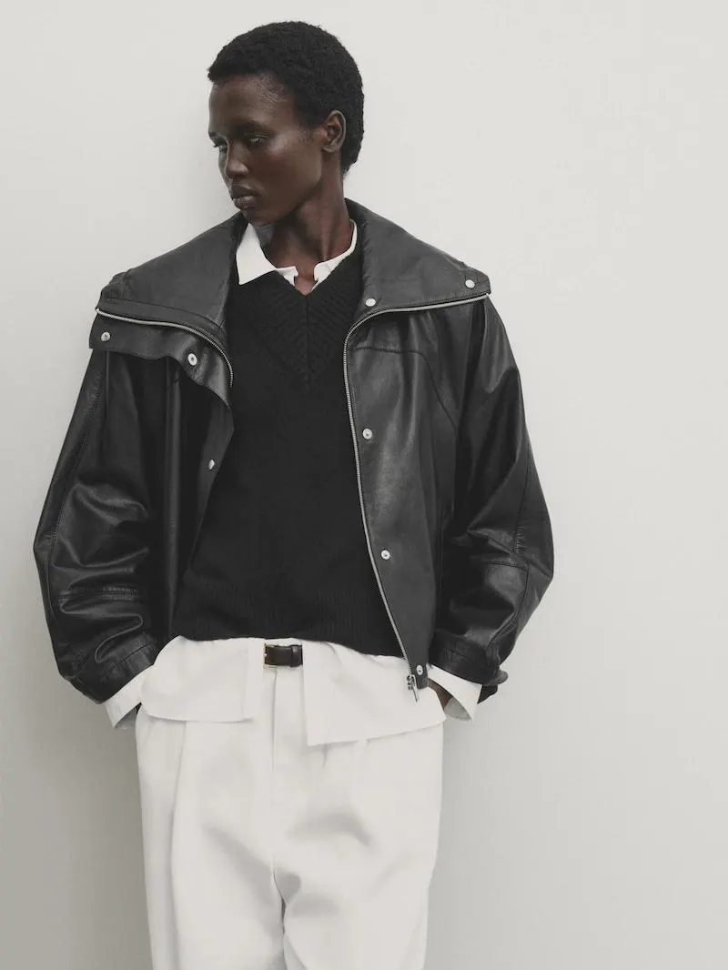 Bunda z kůže napa s patenty