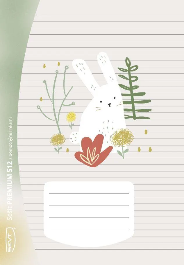 SEVT Sešit Premium 512, A5 10 l. linkovaný 16 mm, s dvěma pomocnými linkami