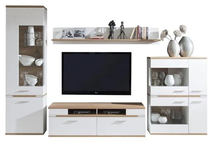 VERDEN obývací stěna kombi 04 bílá arctic vysoký lesk