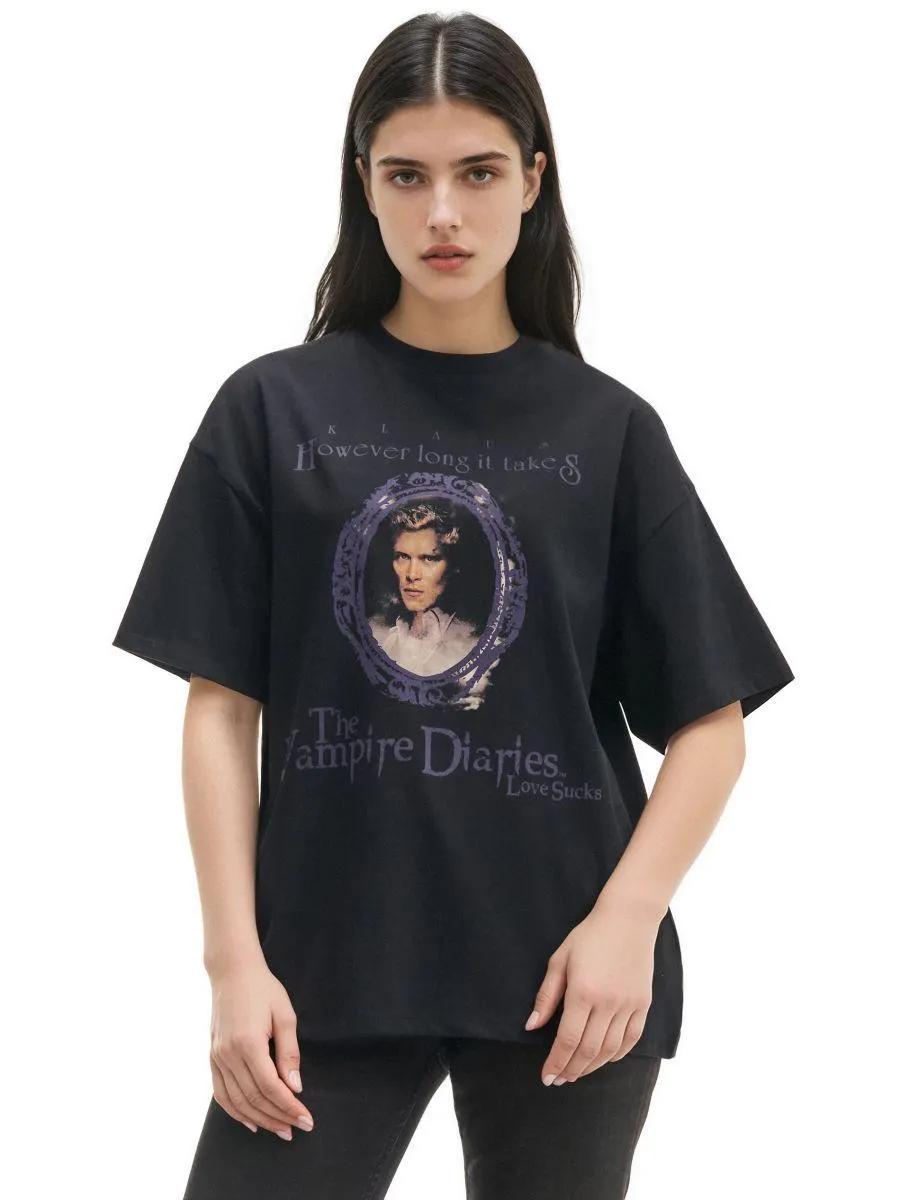 Černé tričko s potiskem The Vampires Diaries