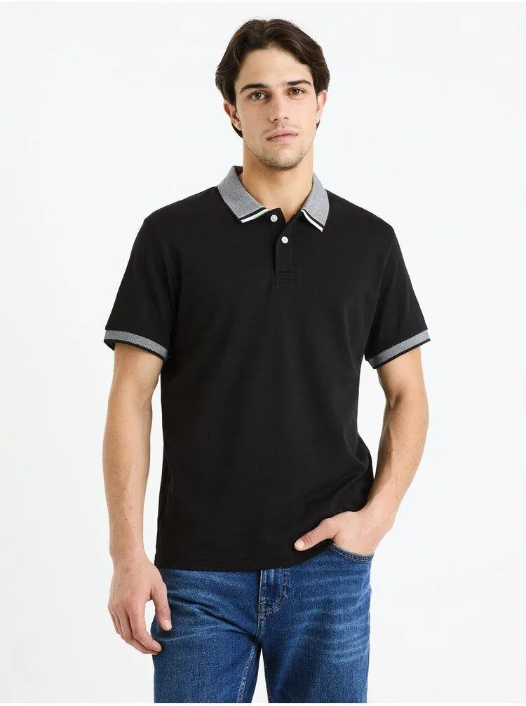 Černé pánské basic polo tričko Celio Gesort