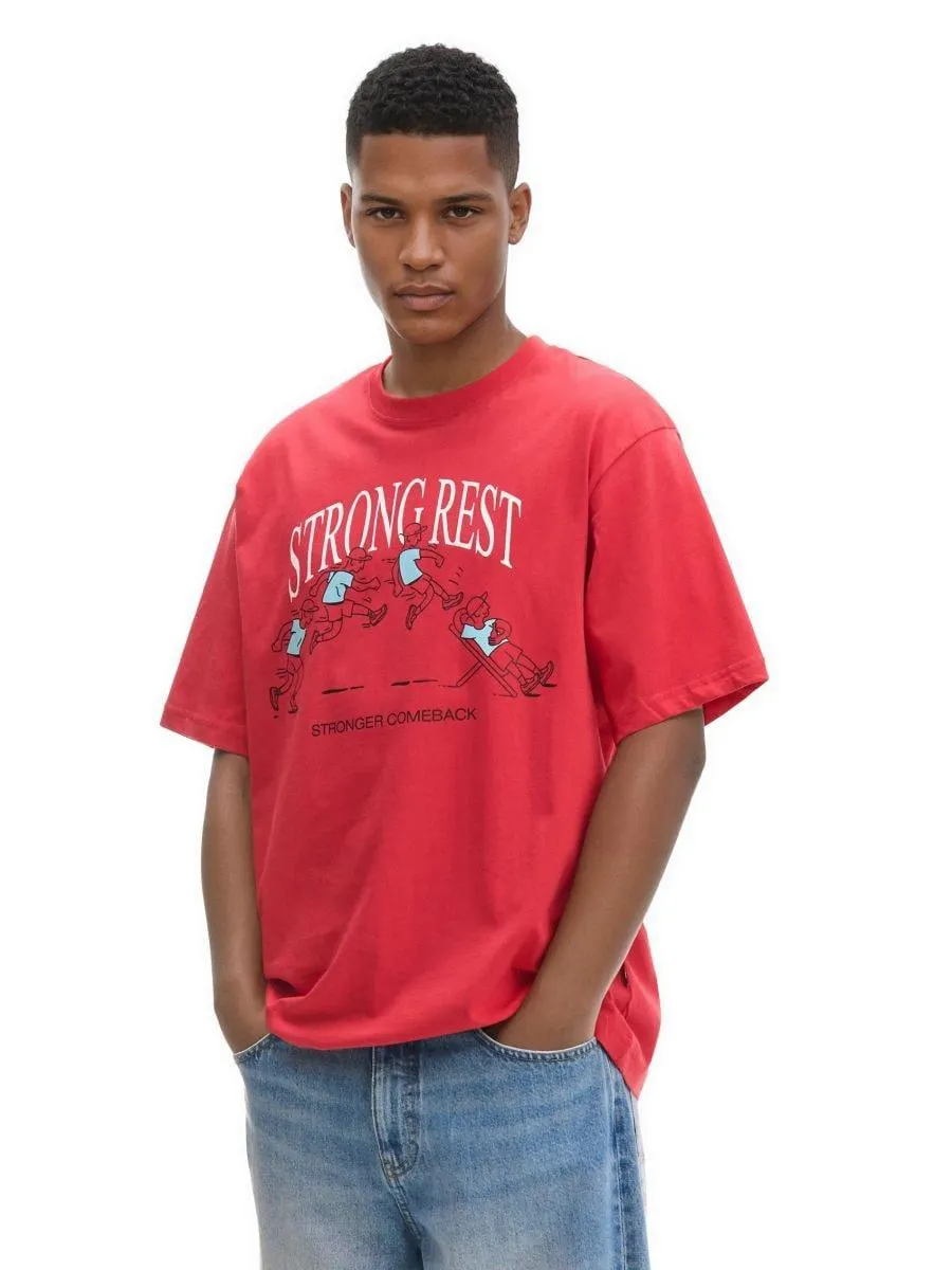 Červená tričko s potiskem