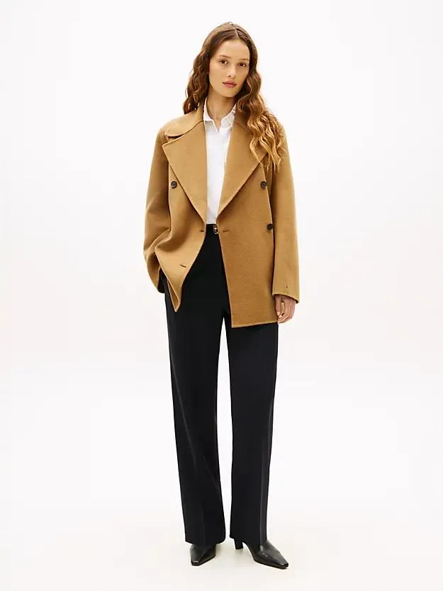 Wool Blend Double Breasted Peacoat