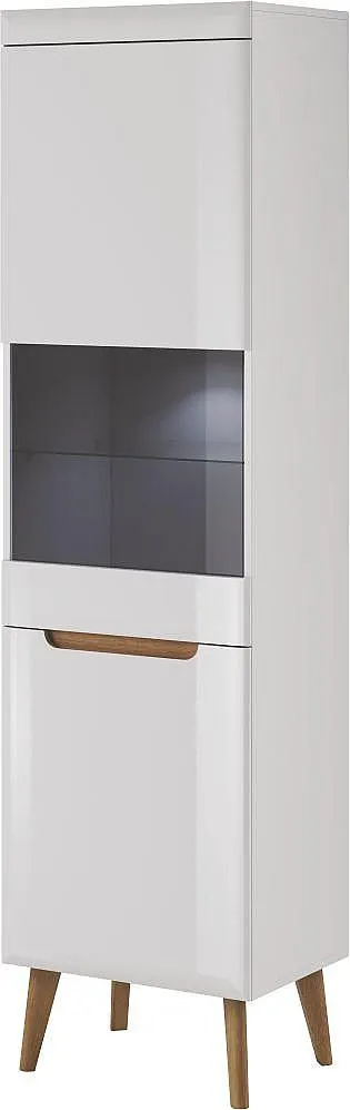 Vitrína NORTH NWT53 bílá lesk/dub r