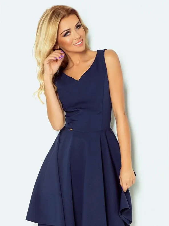 Rozšiřující šaty - ve tvaru srdce výstři - tmavě modré Numoco
