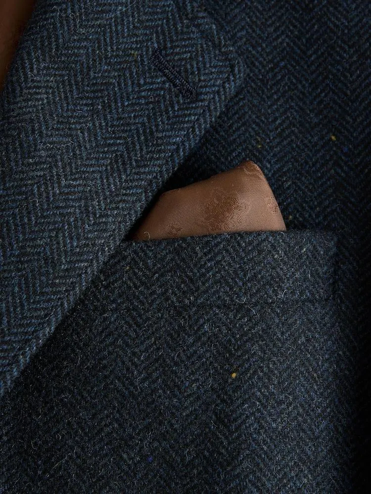 Tmavě modré - Oblekové sako střihu Slim Fit se vzorem rybí kosti Blend