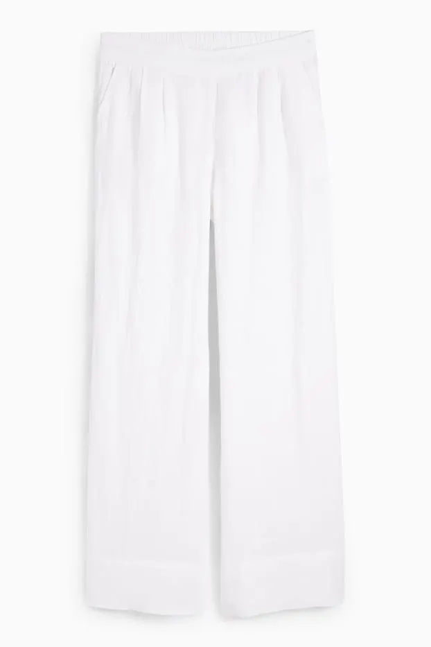 Linen trousers - high waist - wide leg