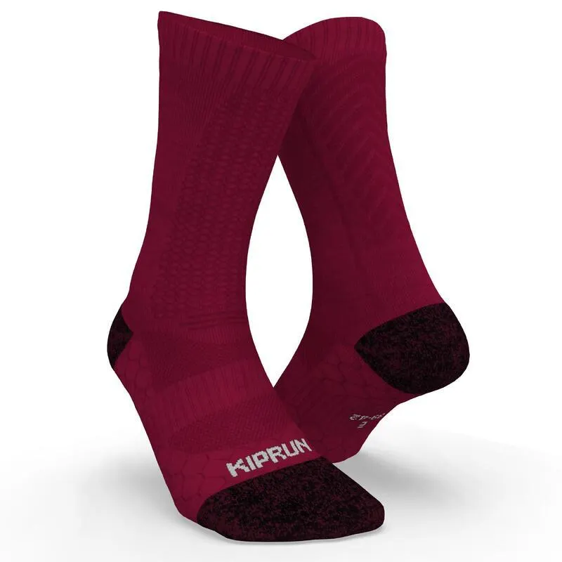 Șosete Alergare RUN900 Lână merinos Bordo Adulți