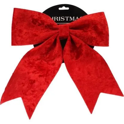 Vánoční dekorace sametová mašle polyesterová, červená, 29,5 x 31,5 cm
