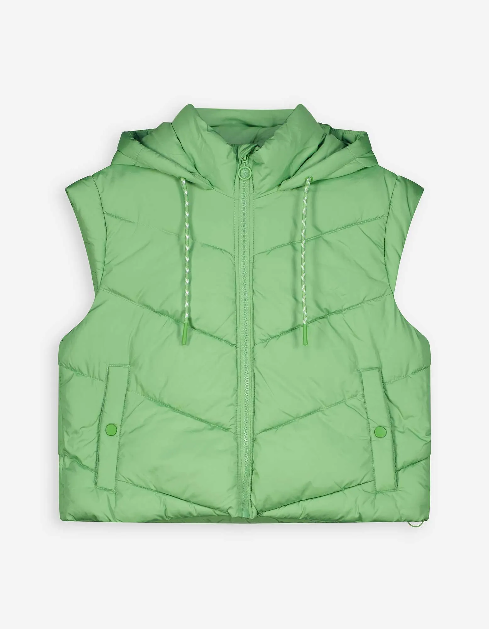 Prošívaná vesta - Přepadající ramena - zelena