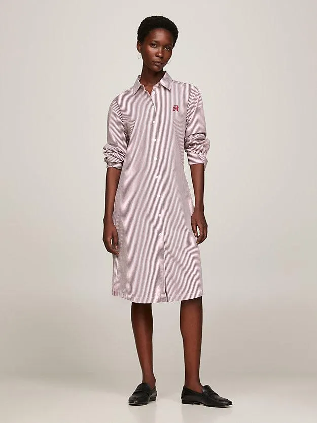 Tailliertes Relaxed Fit Streifen-Hemdkleid