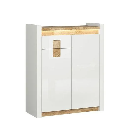 ALAMEDA komoda KOM2D1S, bílý lesk/dub westminster