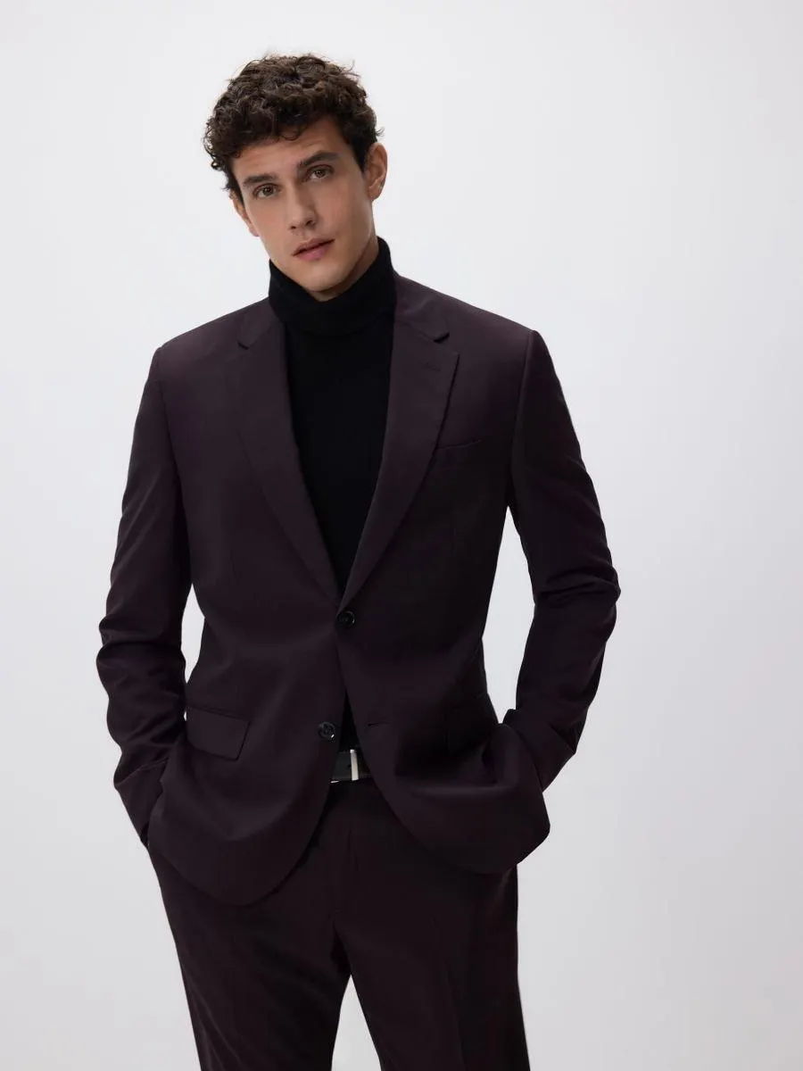 Slim fit sako s příměsí viskózy