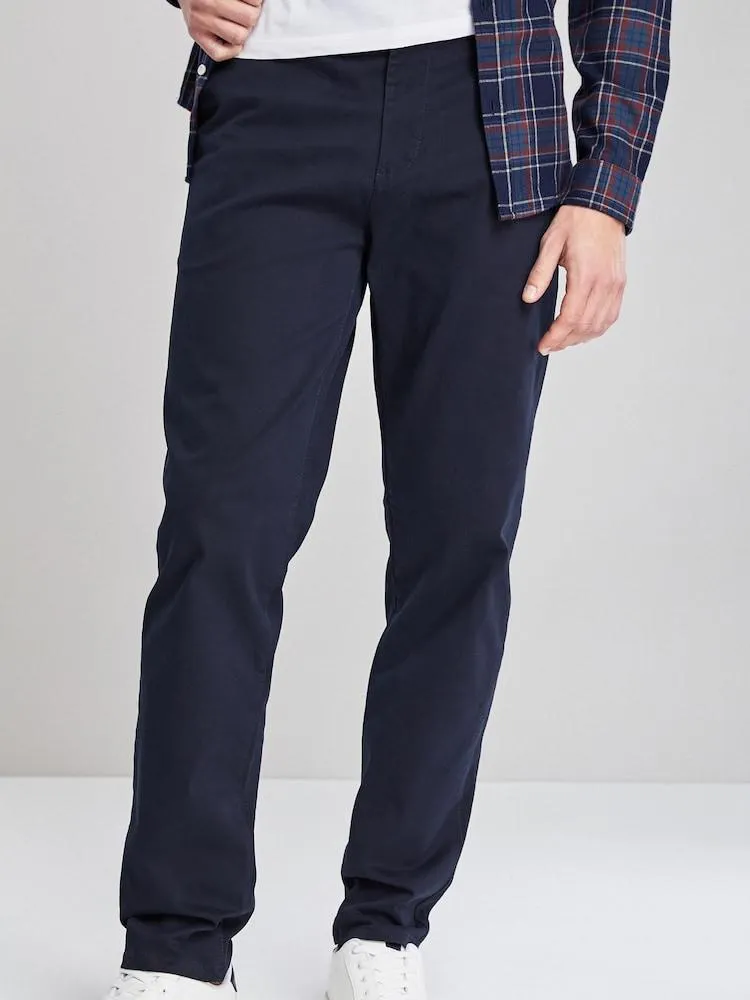 Tmavě modré - Rovně střižené - Strečové plátěné kalhoty