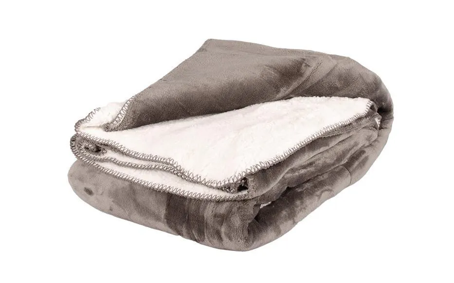 Deka mikroflanel LUX s beránkem stříbrná 150x200 cm