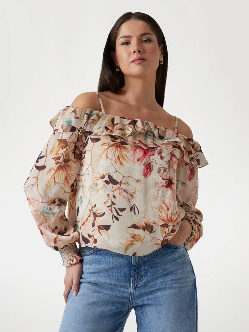 Blusa de chifón estampada