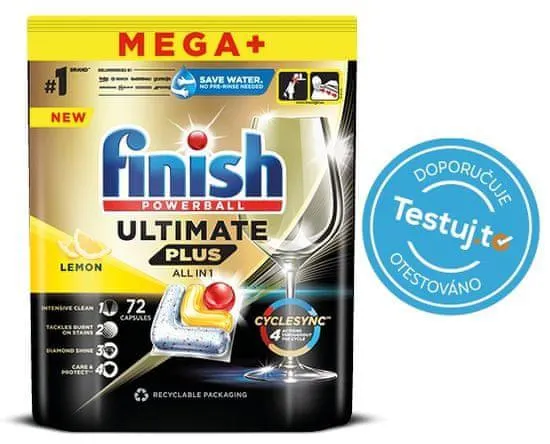 Finish Ultimate Plus All in 1 kapsle do myčky nádobí Lemon 72 ks